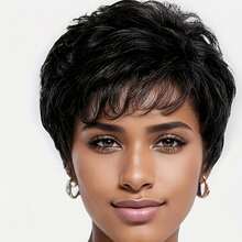 Short, Curly Women's Hair, Voluminous Short Hair, Styled Outwards, Heat-Resistant Synthetic Fiber Wig. - Silver - View 4