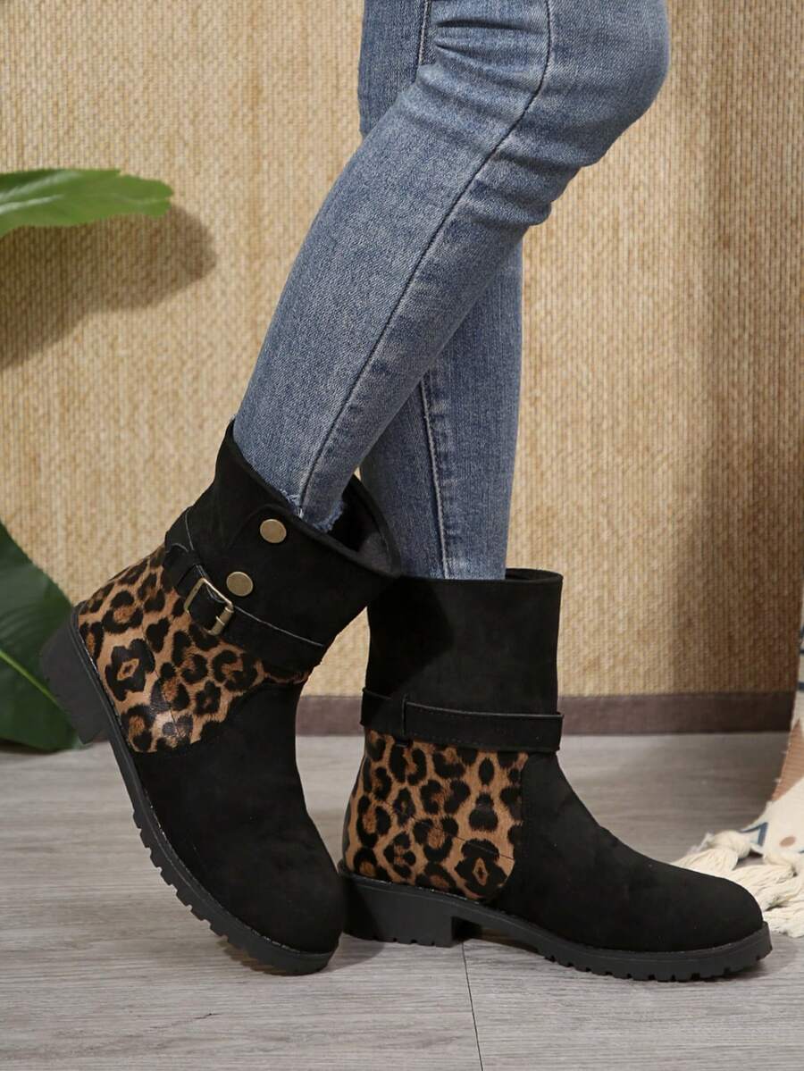 1 par de botas de tobillo versátiles y de moda para uso casual y al aire libre para adolescentes, otoño/invierno