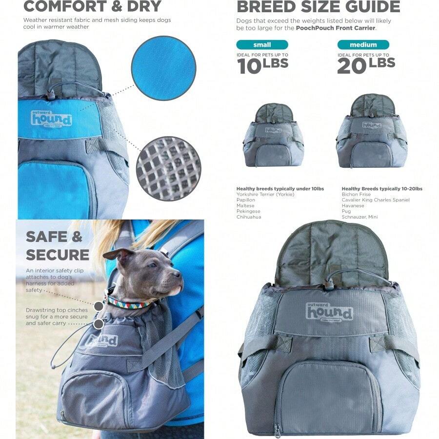 PZW Outward Hound PoochPouch Front Carrier Para Perros Pequeño Gris7402 - 灰色的 - 查看 1