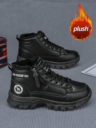 Women's Zip-Up Snow Boots, Latest 2025 Autumn/Winter High-Top Sneakers, Thermal Lined Thick Warm Fur Boots, Side Zipper Closure Fashionable Mid-Calf Boots, Flat Round Toe, Non-Slip Waterproof Leather, Outdoor High-Top Sneakers, Cold-Resistant Anti-Freeze Insulated Shoes, Unisex Thick Winter Ankle Boots, Suitable For Holidays, Gatherings, Parties, Footwear