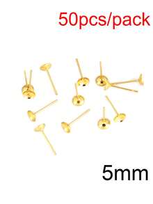 50-100pcs/Pack Stainless Steel Blank Earring Studs Base, Suitable For DIY Pearl Earring Jewelry Making - Accessories - View 17