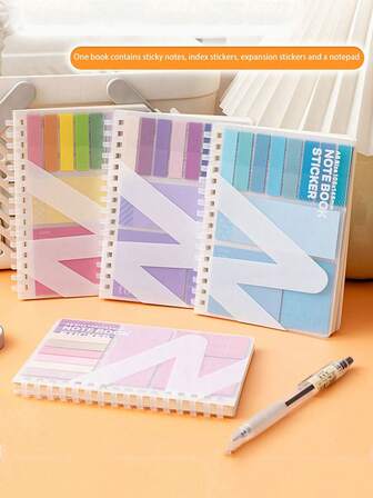 Loose-Leaf Expandable Sticky Note Notebook, Multi-Sticky Note Combination Function Notebook, School Supplies, Versatile For Students, Suitable For Use In Schools, Offices, And Workplaces.