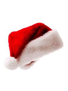 1 pieza Gorro rojo de Navidad de peluche, Gorro de Papá Noel esponjoso, Gorro de invierno para mujer, Accesorio de Navidad unisex, Suministros y regalos para fiestas de Año Nuevo, Gorro de Navidad de invierno - gorro de Papá Noel - Ver 5