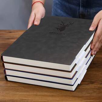 A4 Oversized Deer Head Notebook -100 Sheets/200 Pages Of High-Quality Eye Protection Paper, Durable Soft Cover, Ergonomic Design, Suitable For Reading And Writing Diaries And Notebooks In Business, Universities, Schools, And Offices