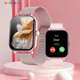 2025新款1.83英寸大屏智能手表，男女通用，双表带设计，220mAh电池，续航3-5天，高分辨率色彩清晰，表带颜色丰富，支持消息提醒、接听电话、轻松控制音乐、运动模式计步和卡路里计算，电池续航能力出色，是新年送礼佳品。