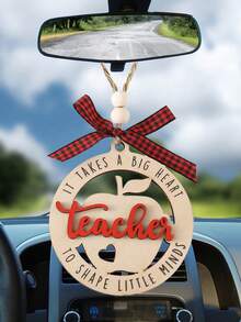 1pc "The Influence Of A Great Teacher Is Everlasting" 3D Wooden Apple Decor, Teacher's Day, Graduation Season Gift - Multicolor - View 7