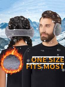 1个冬季耳罩，针织扭结八字形可折叠后戴式耳垫，秋冬季保暖防寒耳套，男女通用时尚耳套，防风绒面防寒耳罩