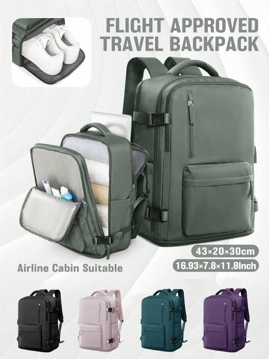 Large Capacity Men's Backpack, Lightweight Carry-On Bag, Airline Approved Travel Backpack, Carry-On Luggage With Shoe Compartment And Organizer Pockets, Waterproof Multifunctional Weekend Travel Backpack, Suitable For Travel And Business, Fashionable Travel Backpack - Multicolor - View 1