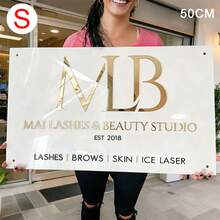 Custom White Wall Sign With Gold And Black Letters, Includes All Installation Accessories (Gold Brackets). Laser Cut Logo Sign, Beauty Salon Sign, 3D Commercial Sign, Business Signage, Custom Laser Cut, Raised 3D Logo Design, Home Decor, Christmas, Christmas Decoration, Christmas Gift - Multicolor - View 16