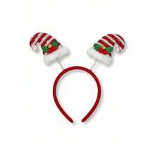 1 Diadema de Elfo para Mujeres con Orejas Esponjosas - Sombrero de Fiesta Rojo y Verde Suave para Navidad con Lazo y Orejas de Hoja, Diadema de Plástico Suave para Navidad, Halloween, Sombreros Festivos, Ajuste Cómodo, Compradores de Navidad - Rojo - Ver 7