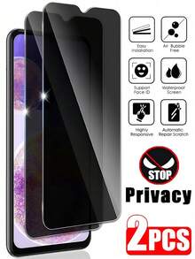 2Pcs Anti Peeping Transparent Tempered Glass Film Compatible With Samsung Galaxy S25 Ultra S24 A56 A55 9H Hardness Explosion-Proof And Anti Drop Compatible With IPhone 17 16 15 Pro Max Compatible With Xiaomi Redmi Note 13 14 4g 5g Pro Anti Spy Privacy Phone Screen Protector Film - Black - View 122