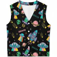 UFO Alien Space Planet - Chaleco de punto sin mangas con cuello en V para mujer - 2XL + Estilo-6 - Ver 3