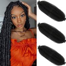Springy Afro Twist Hair 20 Inch 3 Packs Pre Fluffed Marley Twist Braiding Hair For  (20 Inch, 1B),1B - 1B - 查看 1