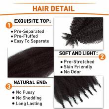 Springy Afro Twist Hair 20 Inch 3 Packs Pre Fluffed Marley Twist Braiding Hair For  (20 Inch, 1B),1B - 1B - 查看 4
