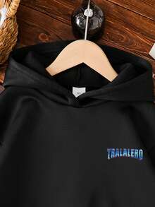 Tween Boy Cartoon Pattern Warm Sweatshirt - Black - View 4