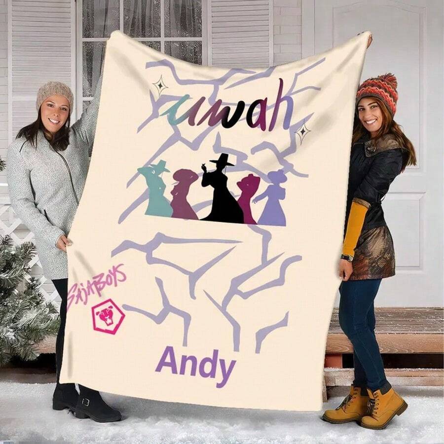 Sajal Mans Blanket, Personalized Blanket With K-Kpop Theme, K-Kpop D-Demond H-Hunters Blanket, Gift For K-Kpop D-Demond H-Hunters Fans - Black - View 1