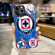 Funda para teléfono con collage del logo del equipo de fútbol Cruz Azul, compatible con teléfonos ,  17,  16 Pro Max,  15 Pro Max,  13 y  12. Fabricada en TPU, ofrece protección contra golpes y caídas. Ideal para aficionados al fútbol, reuniones familiares, regalos para amigos, parejas y cualquier ocasión para celebrar tu pasión por el fútbol. - Negro - Ver 1