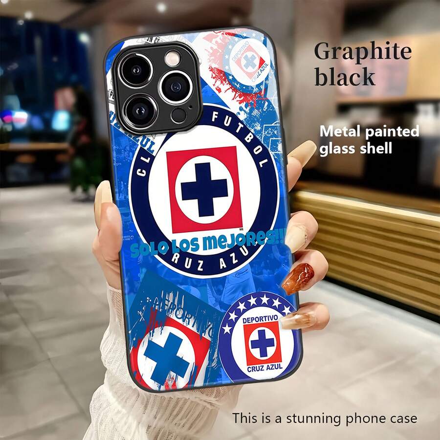 Funda para teléfono con collage del logo del equipo de fútbol Cruz Azul, compatible con teléfonos , 17, 16 Pro Max, 15 Pro Max, 13 y 12. Fabricada en TPU, ofrece protección contra golpes y caídas. Ideal para aficionados al fútbol, reuniones familiares, regalos para amigos, parejas y cualquier ocasión para celebrar tu pasión por el fútbol. - Negro - Ver 1