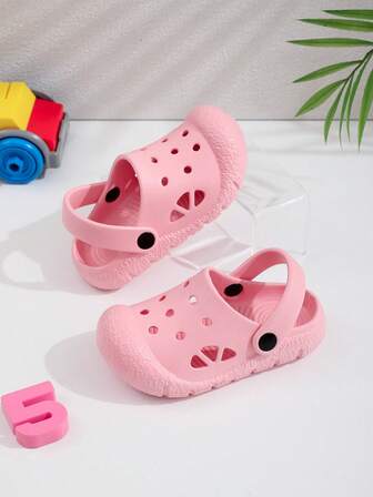 New Children's Simple Solid Color Hole Cool Slippers With Flat Bottom, Comfortable For Home And Outdoor Daily Leisure, Fashionable And Cute For Outdoor Wear