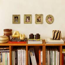 ZZXC Vintage Gold Picture Frames Fits 1.5x2 Inch Photos Set Of 4 Mini Hand-Crafted Resin Frame No Backing And Glass For DIY Mini Gallery Wall Fridge Magnets Wedding Event Table DecorZX- - 金色 - 查看 3