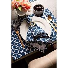 DII Camino de mesa de algodón enrejado para comedor, mesa de vestíbulo, fiestas de primavera y uso diario – 14 x 108 pulgadas, , 60x120", 1(Placemats Nautical Blue) - Multicolor - Ver 5