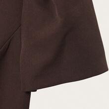 2026新款棕色优雅休闲泡泡袖修身迷你连衣裙，2026圆领修身短袖带口袋连衣裙，百搭女装，适合派对、婚礼、生日、外出、约会、早午餐、办公室、工作等场合，时尚正装，2026热销女装 - 棕色 - 查看 6