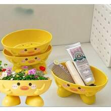 2pcs/Set Cartoon Desktop Flower Pots, Multifunctional Cartoon Storage Boxes, Plastic Flower Pots With Drainage Holes - Perfect For Indoor/Outdoor Succulents, Herbs And Flowers, Casual Style, Cartoon Design, Cartoon Desktop Decor