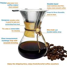 Pour Over Coffee Maker With Filter Subjectthree 34oz Glass Coffee Carafe Dripper Pourover Set For Home And Office Use 10 Cup/34 Oz Capacity Premium Glass Carafe With Built-In Filter Ideal For Specialty Coffee Brewing Easy To Clean And Reusable Perfect For Daily Coffee Enthusiasts And Gift Ideas - Transparent - View 6