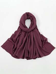 1pc Women Solid Color Wrinkle Headscarf, Sun Protective Head Wrap Scarf, New Soft & Comfortable Shawl Scarf For Summer, High Quality Multifunctional Hijab, Suitable For Daily Wear - Solid Color Headscarf - View 27