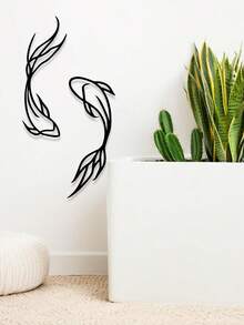 1pc Minimalist Metal Koi Fish Wall Decor, Abstract Art Metal Wall Hanging, Modern Wall Art Decoration For Living Room, Nursery, Bedroom, Office