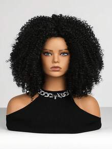Tóc giả ngắn xoăn kiểu Afro, thích hợp cho cosplay, tóc tổng hợp màu đỏ ombre tự nhiên, chịu nhiệt, không cần keo dán. - Nhiều màu - Xem 7