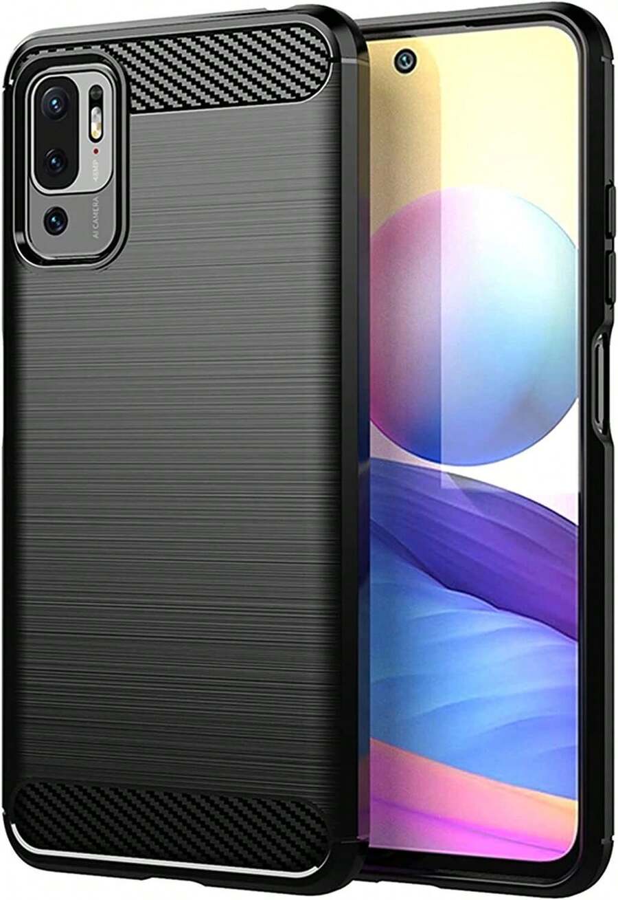 Max Power Digital Funda para Xiaomi Redmi Note 10 5G/Poco M3 Pro 5G Carcasa Protectora Antigolpes Silicona Negra Diseño Fibra de Carbono Resistente Absorción de Choque [Compatible Carga Inalámbrica]