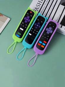 1pc/2pcs TV Remote Control Cover For Roku TV Remote/Roku Simple Remote/Roku Voice Remote For Office, Voice Remote Control Battery Cover, Glow-In-The-Dark Universal Silicone Case, Never Lose Battery Cover, Wide Compatibility, In Various Colors, Cover Can Glow In The Dark. Full Protection, Seamless,Wear Resistant - Multicolor - View 8