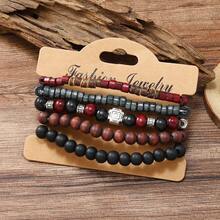 New Retro Pattern Black And Red Wooden Bead And Coconut Shell Multi-Piece Wooden Bead Bracelet, Perfect For Festive Occasions And Birthday Gifts For Friends. - A - 查看 5