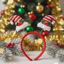 1 Diadema de Elfo para Mujeres con Orejas Esponjosas - Sombrero de Fiesta Rojo y Verde Suave para Navidad con Lazo y Orejas de Hoja, Diadema de Plástico Suave para Navidad, Halloween, Sombreros Festivos, Ajuste Cómodo, Compradores de Navidad - Rojo - Ver 12