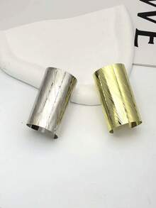 1个金属高马尾发夹，简约圆筒发卡，法式装饰发圈，适合长发，马尾辫配饰，女士发夹，学习用品，发饰 - 金色 - 查看 16