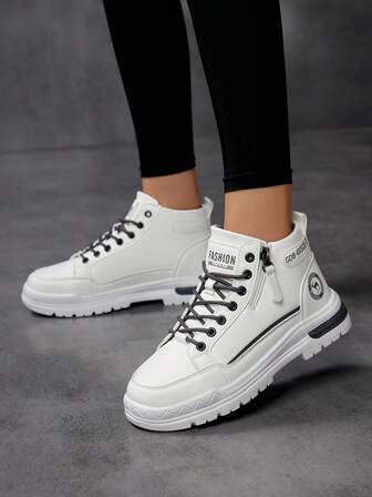 Women's Zip-Up Snow Boots, Latest 2025 Autumn/Winter High-Top Sneakers, Plush Lining Thick Warm Fur Boots, Side Zipper Closure, Personalized Fashion Mid-Calf Boots, Flat Round Toe, Non-Slip Waterproof Leather, Outdoor High-Top Sneakers, Cold-Resistant Anti-Freeze Insulated Shoes, Unisex Thick Winter Tall/Short Boots, Suitable For Holidays, Gatherings, Parties, Fashionable