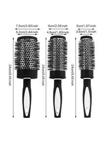 Brodark 1/3pcs Nylon Hair Brush, Curling Roller Brush, Aluminum Tube Comb, Bangs Styling Tools For Home Use - Black - View 7