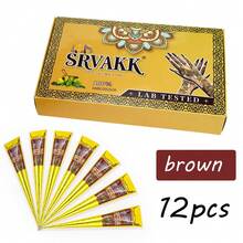 3/4/12 Pack SRVAKK - Henna Tattoo Cream, Brown/Black Temporary Henna Tattoo, Semi-Permanent Fingerprint Body Ink, Waterproof Henna Tattoo Cream, Suitable For Body Painting, Temporary DIY Pattern Creation - 彩色 - 查看 15