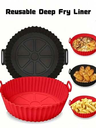 2 adet/1 adet Silikon Fritöz, Ev Tipi Isıya Dayanıklı Fırın Tepsisi, Dairesel Yapışmaz Silikon Hava Fritözü Astarı - Gıda Güvenliği Sepeti Aksesuarı, Tekdüze Pişirme ve Kolay Temizlik, Ev Mutfakları ve Restoranlar İçin Uygun