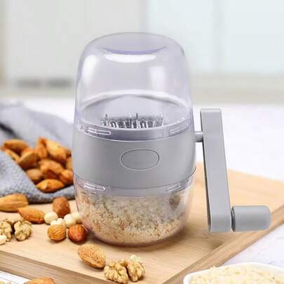 1pc Manual Food Chopper/Mincer - Portable Blender-Style Design, Semi-Automatic Operation, No Electricity Needed - Multi-Function Manual Garlic Nut Grinder - Ergonomic Handheld Food Chopper For Peanuts, Ginger, Onions, Etc. | Durable ABS And Stainless Steel Kitchen Tool