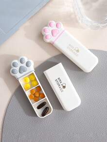 Creative Mini Cat Paw Pill Box - Portable Daily Medication Storage Box, 3-Compartment Design, Suitable For Travel, Home Organization And Storage, Ideal For Daily Medication Management. This Portable Pill Box Can Be Placed Independently, Made Of Plastic Material, No Electricity Required, And Also A Cute Multi-Functional Jewelry Storage Box. - Multicolor - View 8