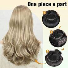 20 Inches Clip In Extensions V Part Hair Extension Synthetic One Piece Extensions For Women Wavy Clip In Hair Extensions Dirty Blonde Highlight Hair Extensions For Daily Use,DirtyBlonde - DirtyBlonde - View 7