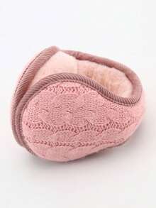 1个冬季耳罩，针织扭结八字形可折叠后戴式耳垫，秋冬季保暖防寒耳套，男女通用时尚耳套，防风绒面防寒耳罩