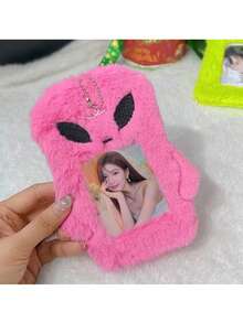 1pc Cute Alien Plush Card Holder With Photo Window, Student ID/Bus Pass Protector Case, Soft Green Alien Card Sleeve For School, Office, Transit - one-size - View 8