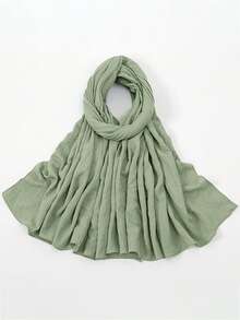 1pc Women Solid Color Wrinkle Headscarf, Sun Protective Head Wrap Scarf, New Soft & Comfortable Shawl Scarf For Summer, High Quality Multifunctional Hijab, Suitable For Daily Wear - Solid Color Headscarf - View 25