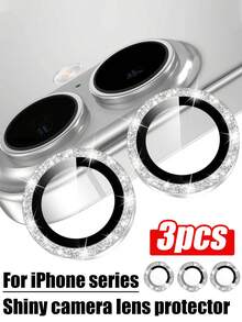 Bộ 3 miếng dán bảo vệ ống kính camera bằng kính cường lực, tương thích với iPhone 17/17ProMax/17Pro/17Air/16ProMax/16/16Plus/16Pro/15/14/13/12/11. Kèm theo một vòng kim loại sáng bóng để bảo vệ màn hình camera bằng kính cường lực, tương thích với ốp lưng điện thoại 17 inch (màu bạc sáng). - Bạc - Xem 6