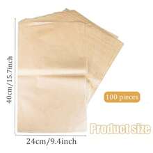 100 Sheets Rice Paper Ancient Bamboo Pulp Handmade Xuan Paper Vegetation Dyed Retro Semi-Raw For Calligraphy Antique 9.4 * 15.7inch - 黑色 - 查看 4