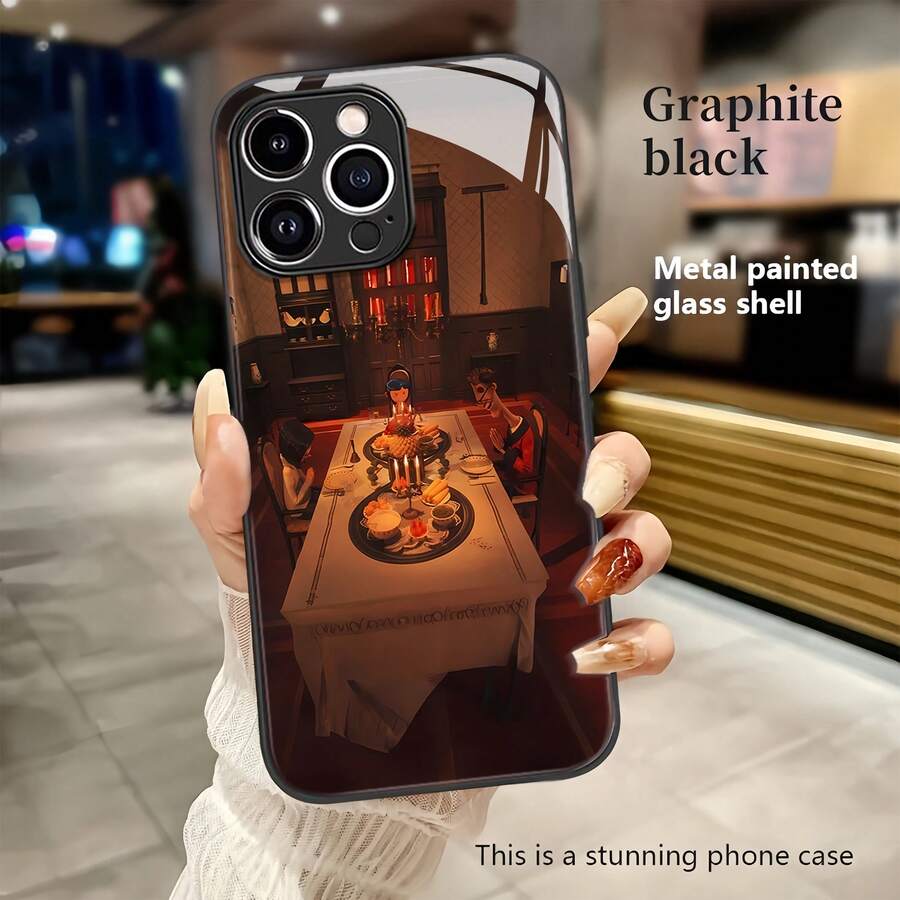 Funda para teléfono con escena de cena a la luz de las velas. Compatible con teléfonos , 17, 16 Pro Max, 15 Pro Max, 13 y 12. Fabricada en TPU con un proceso de electrochapado de alta calidad que ofrece protección contra golpes y caídas. Un regalo ideal para familiares, amigos, seres queridos, parejas y para Navidad. - Negro - Ver 1