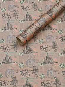 6pcs Vintage Kraft Wrapping Paper Set- Perfect For Holiday Gifts & Party Decorations - Multicolor - View 9